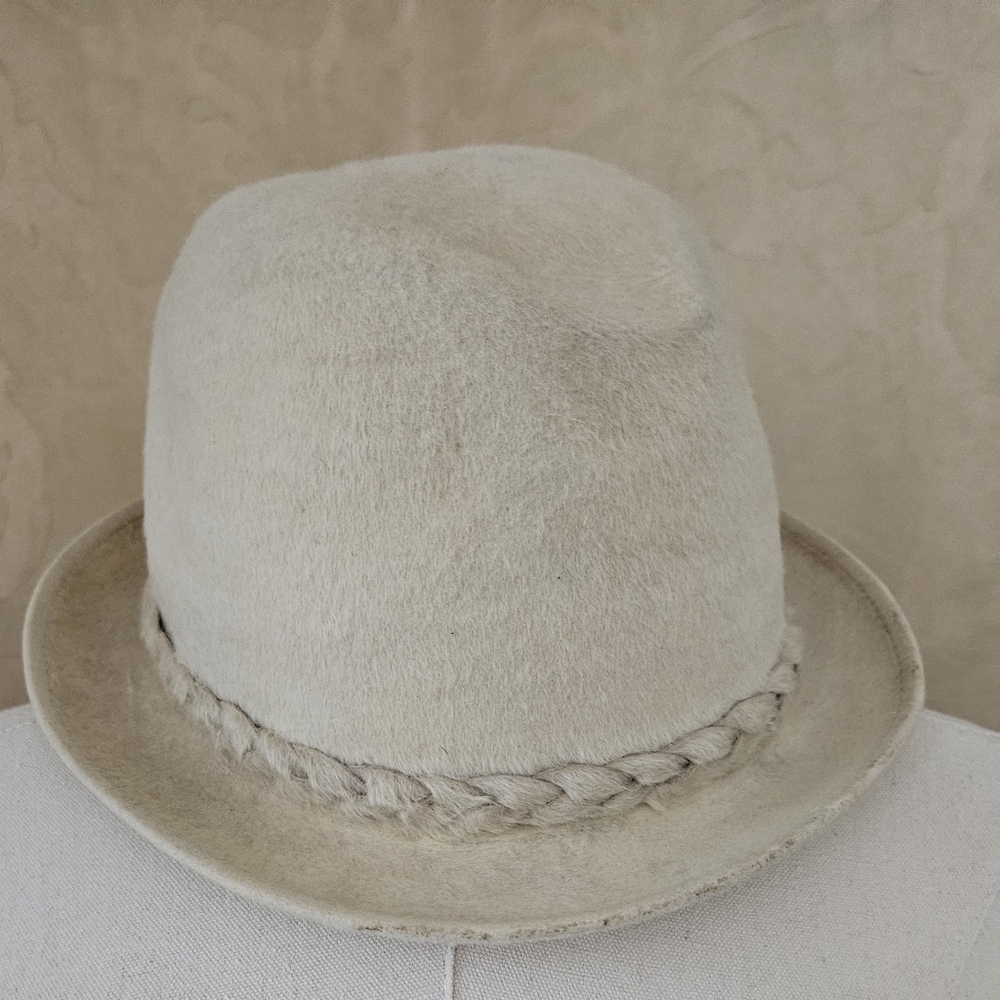 Vintage Biltmore Panda Beaver Fur Blend Braided Fedora Hat-Size 7 1/8
